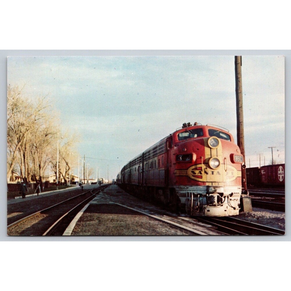 Vintage Santa Fe San Francisco Chief Train Postcard Winslow Arizona Rhodacolor